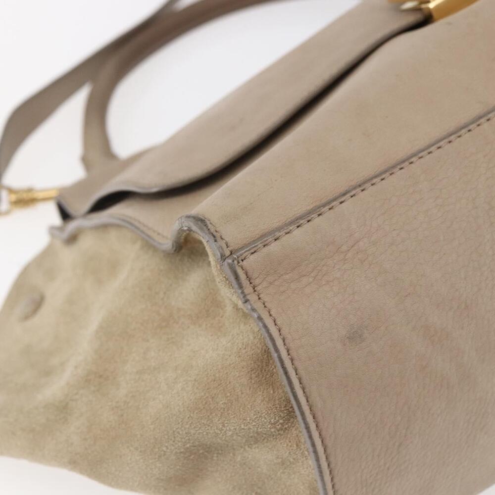 CELINE Trapeze Hand Bag Leather 2way Beige Gold Auth bs30311 - Picture 16 of 16